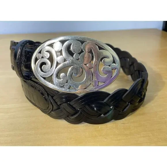 Brighton Black Engraved Buckle Leather‎ Belt Vintage 1996 Womens Western Boho M Brighton 30 Size Belts for Women for sale | eBay main image 4